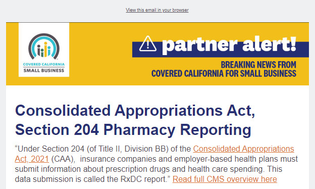 CCSB Consolidated Appropriations Act, Section 204 Pharmacy Reporting Update