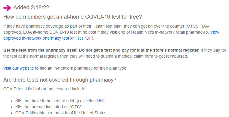 Health Net Provides COVID-19 Home Test Updates