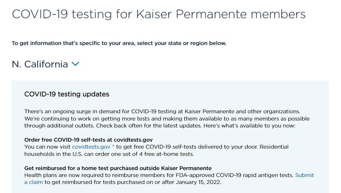 How Kaiser Permanente Members Get Reimbursed for COVID-19 Self-tests