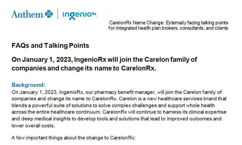 IngenioRx Is Becoming CarelonRx