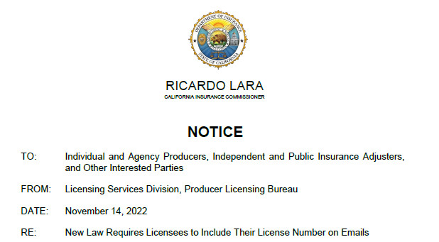 New Law Requires Licensees to Include Their License Number on Emails