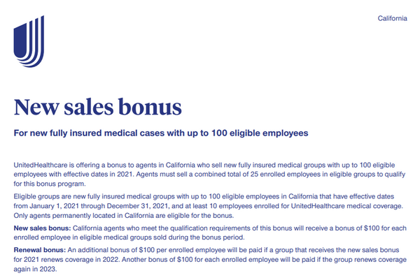 UHC New Sales Bonus (Includes Renewal Bonuses!)