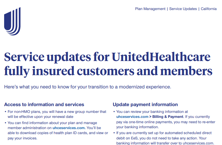 UHC: Updates Coming Soon to Some Renewing California Fully Insured Groups